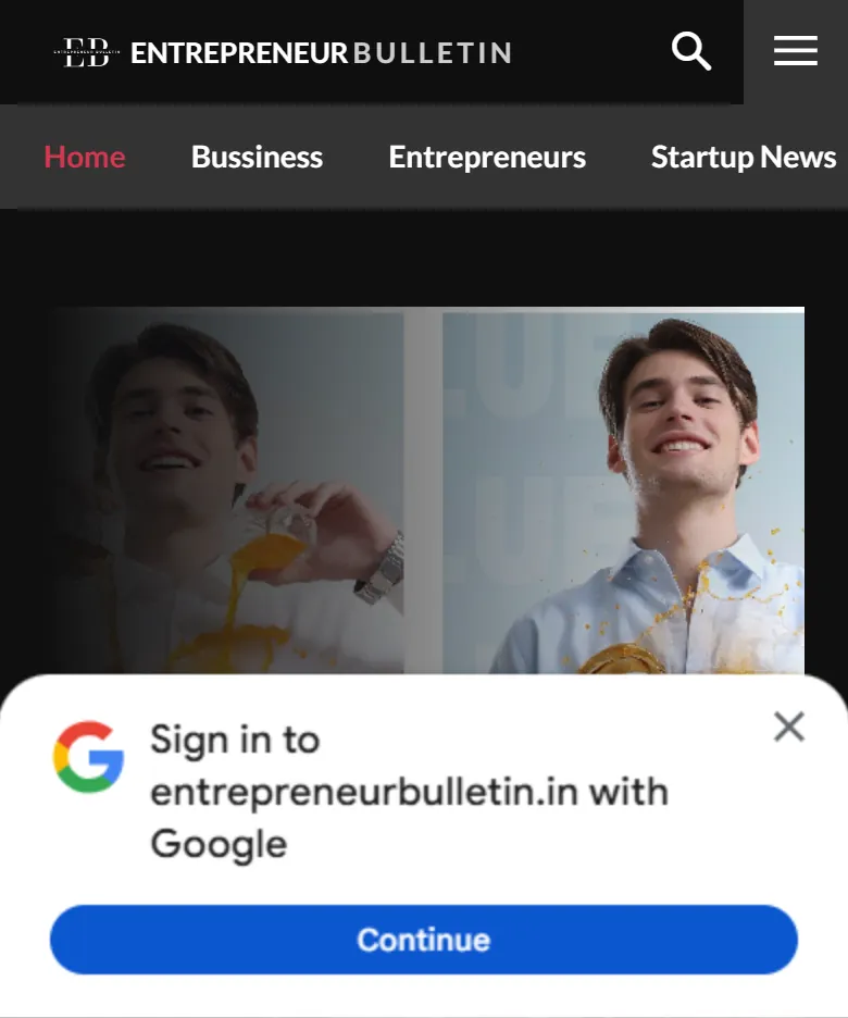 Entrepreneur Bulletin website on a phone, mobile view
