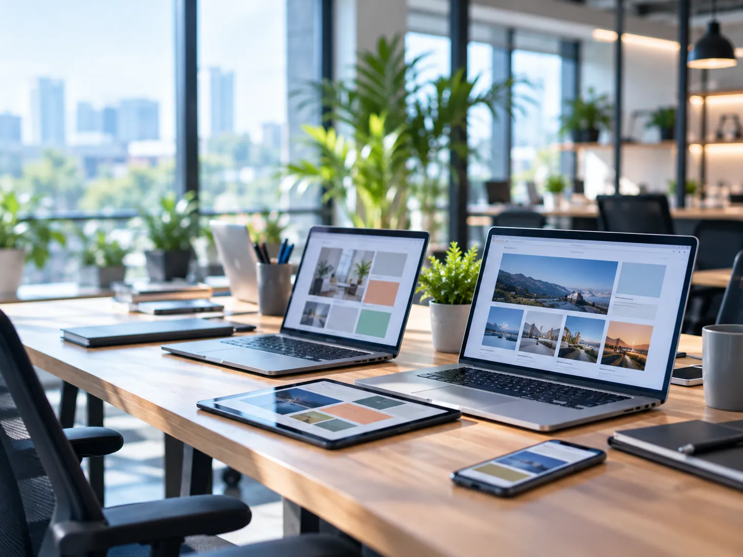 Client websites open on laptops and phones